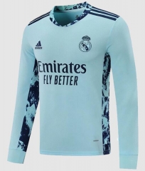 Long Sleeve 20-21 Real Madrid Blue Goalkeeper Soccer Jersey Shirt