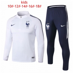 Kids France FIFA World Cup 2018 Zipper White Training Suit 2-Star