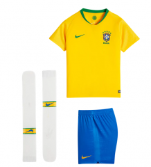 Brazil FIFA World Cup 2018 Home Children Soccer Whole Kit (Shirt+Shorts+Socks)