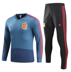 Spain 2018 FIFA World Cup Blue Training Suit (Shirt+Trouser)