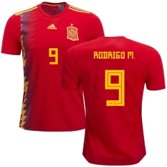 Spain 2018 World Cup RODRIGO MORENO 9 Home Soccer Jersey Shirt