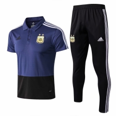 Argentina FIFA World Cup 2018 Blue Polo + Pants Training Suit
