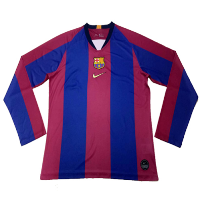 19-20 Barcelona El Clasico Long Sleeve Home Soccer Jersey Shirt