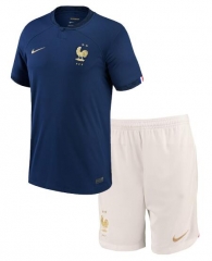 Children France 2022 World Cup Home Soccer Kit
