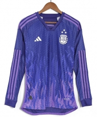 Three Stars Long Sleeve 2022 World Cup Argentina Away Soccer Jersey Shirt