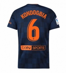 18-19 Valencia KONDOGBIA 6 Away Soccer Jersey Shirt