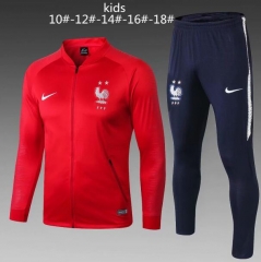 18-19 Children France Red Stripe Training Suit