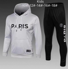 18-19 Children PSG JORDAN Grey Hoodie Training Suit