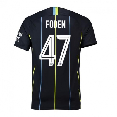 18-19 Manchester City Foden 47 UCL Cup Away Soccer Jersey Shirt