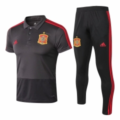 Spain FIFA World Cup 2018 Grey Polo + Pants Training Suit