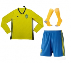 Sweden 2018 World Cup Home Long Sleeve Soccer Jersey Kits (Shirt + Shorts + Socks)