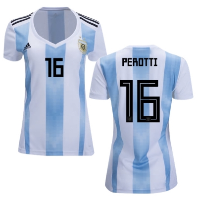 Women Argentina 2018 FIFA World Cup Home Diego Perotti #16 Jersey Shirt