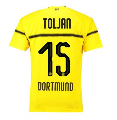 18-19 Borussia Dortmund Toljan 15 Cup Home Soccer Jersey Shirt