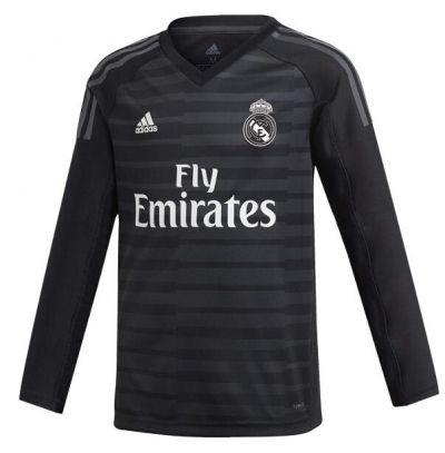 18-19 Real Madrid Home Black Goalkeeper LS Soccer Jersey Shirt
