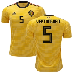 Belgium 2018 World Cup Away JAN VERTONGHEN 5 Soccer Jersey Shirt