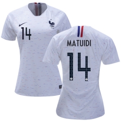 Women France 2018 World Cup BLAISE MATUIDI 14 Away Soccer Jersey Shirt