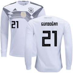 Germany 2018 World Cup ILKAY GUNDOGAN 21 Home Long Sleeve Soccer Jersey Shirt