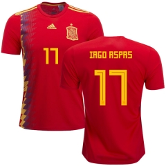Spain 2018 World Cup IAGO ASPAS 17 Home Soccer Jersey Shirt