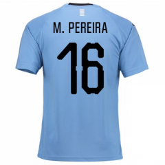 Uruguay 2018 World Cup Home Maxi Pereira Soccer Jersey Shirt