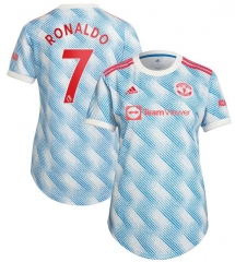 Ronaldo #7 Women 21-22 Manchester United Away Soccer Jersey Shirt