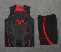 22-23 Liverpool Black Training Vest Shirt and Shorts