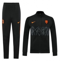 2020 EURO Netherlands Black Tracksuits Jacket and Pants