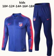 18-19 Children Atletico Madrid Blue Stripe Training Suit (Jacket+Pants)