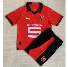 Children 23-24 Stade Rennais Home Soccer Uniforms