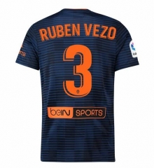 18-19 Valencia RUBEN VEZO 3 Away Soccer Jersey Shirt