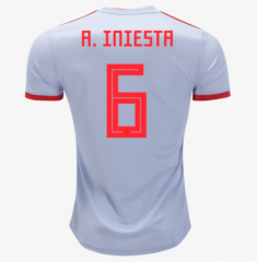 Spain 2018 World Cup Away Andres Iniesta Soccer Jersey Shirt