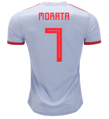 Spain 2018 World Cup Away Alvaro Morata Soccer Jersey Shirt