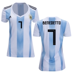 Women Argentina 2018 FIFA World Cup Home Dario Benedetto #7 Jersey Shirt