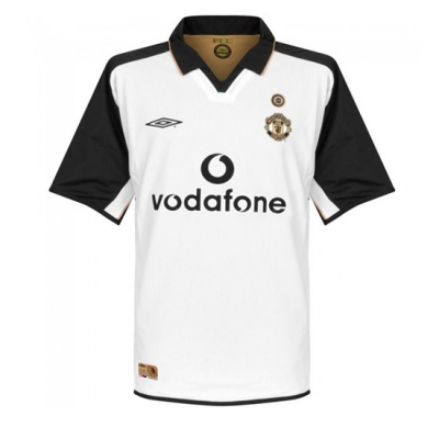 Manchester United 01-02 Away White Centenary Retro Soccer Jersey Shirt