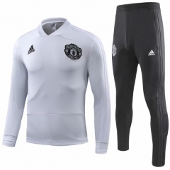 18-19 Manchester United Champions League White Training Suit (Sweatshirt+Trouser)