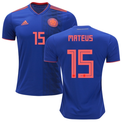 Colombia 2018 World Cup MATEUS URIBE 15 Away Soccer Jersey Shirt