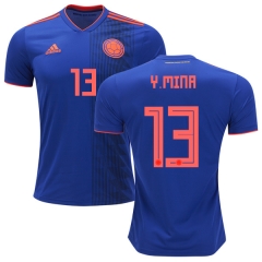 Colombia 2018 World Cup YERRY MINA 13 Away Soccer Jersey Shirt