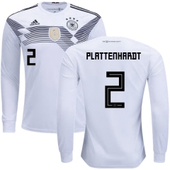 Germany 2018 World Cup MARVIN PLATTENHARDT 2 Home Long Sleeve Soccer Jersey Shirt