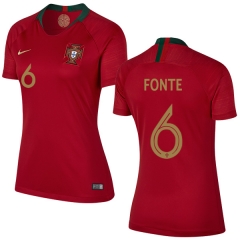 Women Portugal 2018 World Cup JOSE FONTE 6 Home Soccer Jersey Shirt