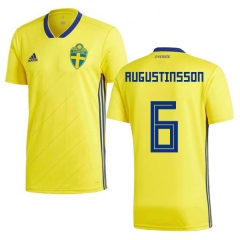 Sweden 2018 World Cup LUDWIG AUGUSTINSSON 6 Home Shirt Soccer Shirt