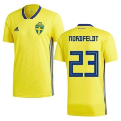 Sweden 2018 World Cup KRISTOFFER NORDFELDT 23 Home Shirt Soccer Shirt