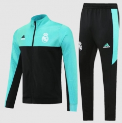 21-22 Real Madrid Black Green Training Jacket and Pants