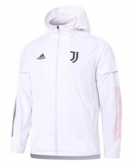 20-21 Juventus White Windbreaker Hoodie Jacket