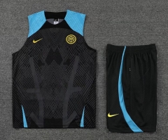 22-23 Inter Milan Black Training Vest Shirt and Shorts
