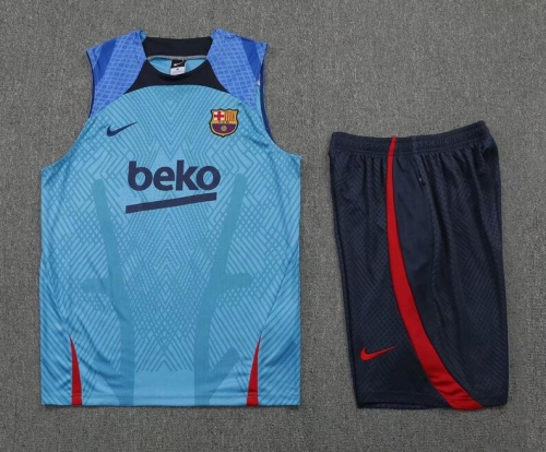 22-23 Barcelona Blue Training Vest Shirt and Shorts