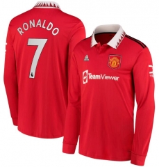 Ronaldo #7 Long Sleeve 22-23 Manchester United Home Soccer Jersey Shirt