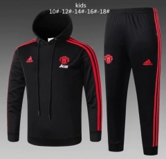 18-19 Children Manchester United Black Training Suit (Hoodie Sweatshirt+Pants)