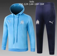 18-19 Children Olympique Marseille Light Blue Training Suit (Hoodie Sweatshirt+Pants)