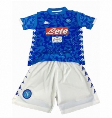 18-19 Napoli Home Children Soccer Jersey Kit Shirt + Shorts