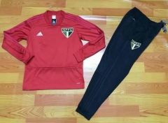 18-19 Sao Paulo FC Red V'Neck Training Suit (SweatShirt+Trouser)