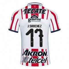 18-19 Deportivo Guadalajara Chivas J Sanchez 17 Home Soccer Jersey Shirt